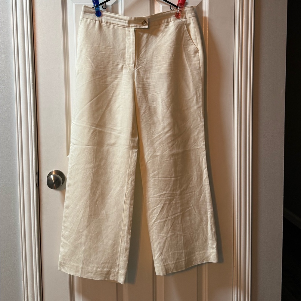 Cream Wide-Leg Pants